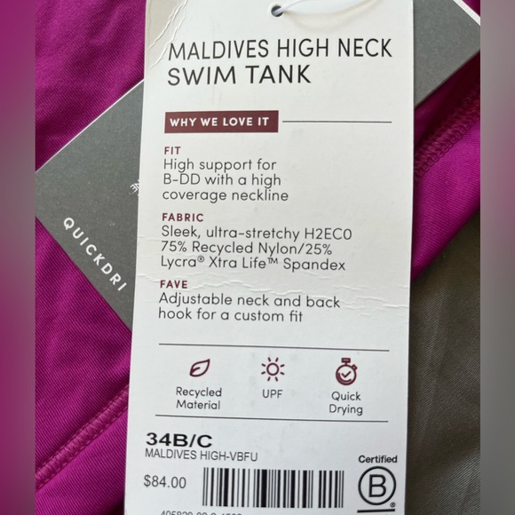 #78 NEW WITH TAGS Athleta Maldives High Neck Swim Tank Size 34 B/C - Picture 4 of 5